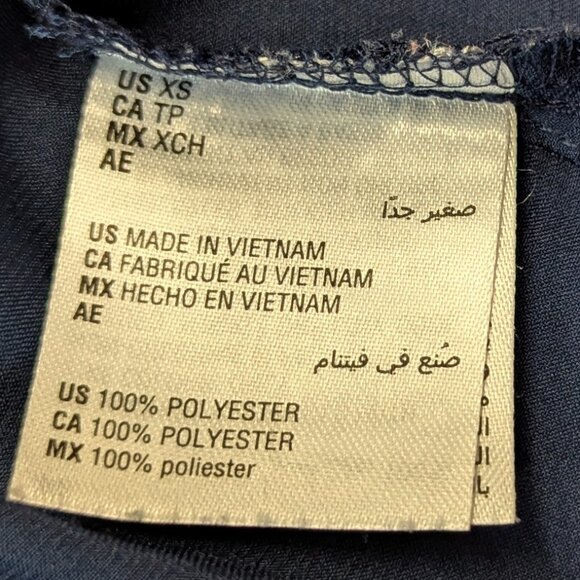 INC International Concepts Size XS Navy Satin Blue Button Down - Picture 10 of 12